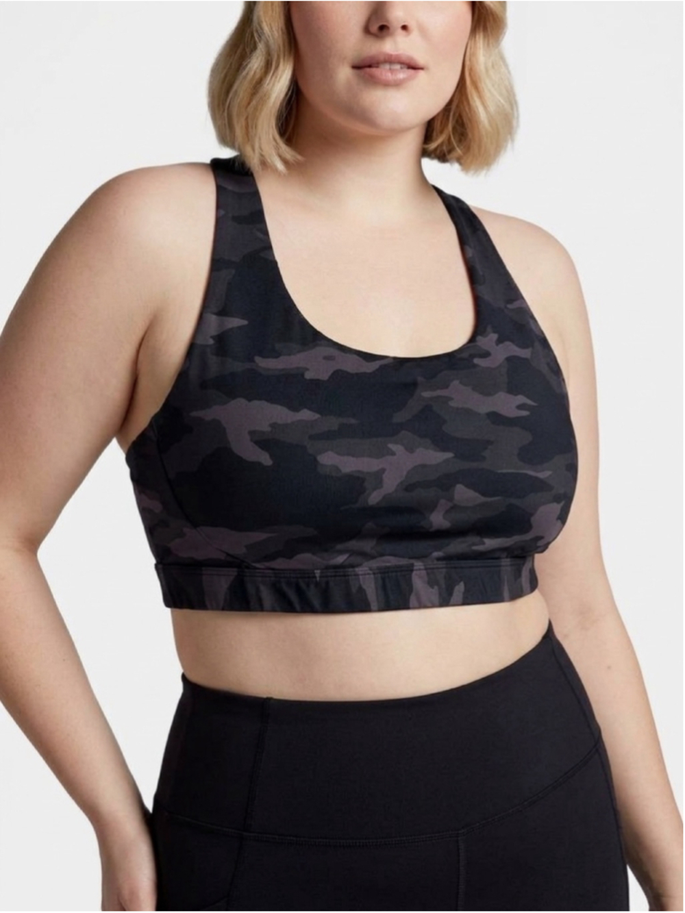 Athleta Black Camo Racerback Sports Bra Size XL